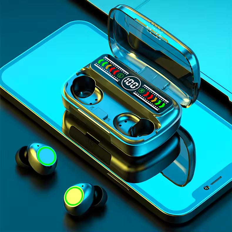 AUDÍFONOS INALÁMBRICOS M100 BLUETOOTH 5.3 CON PANTALLA LED DIGITAL