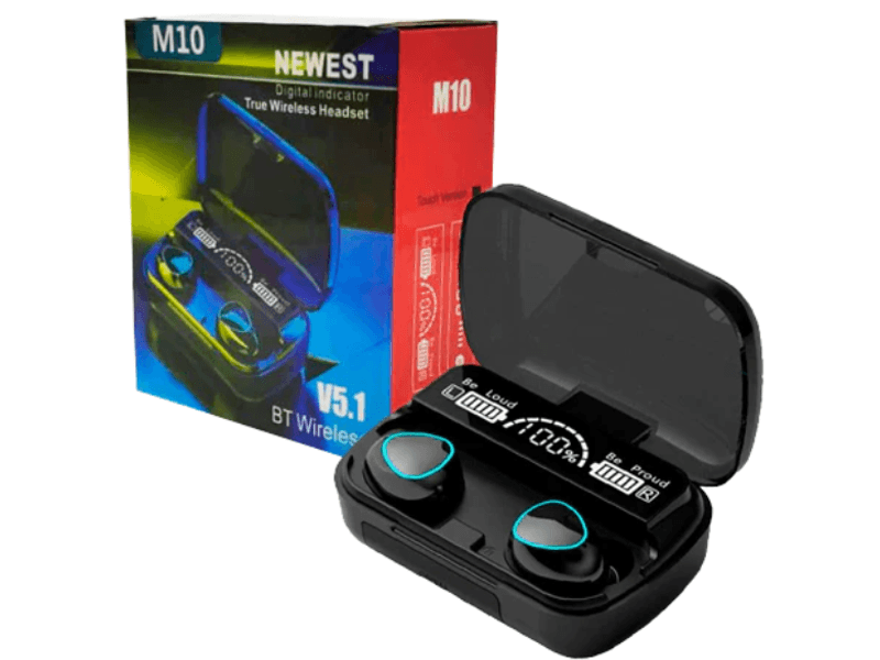 AUDÍFONOS INALÁMBRICOS M10 BLUETOOTH 5.1 CON PANTALLA LED DIGITAL