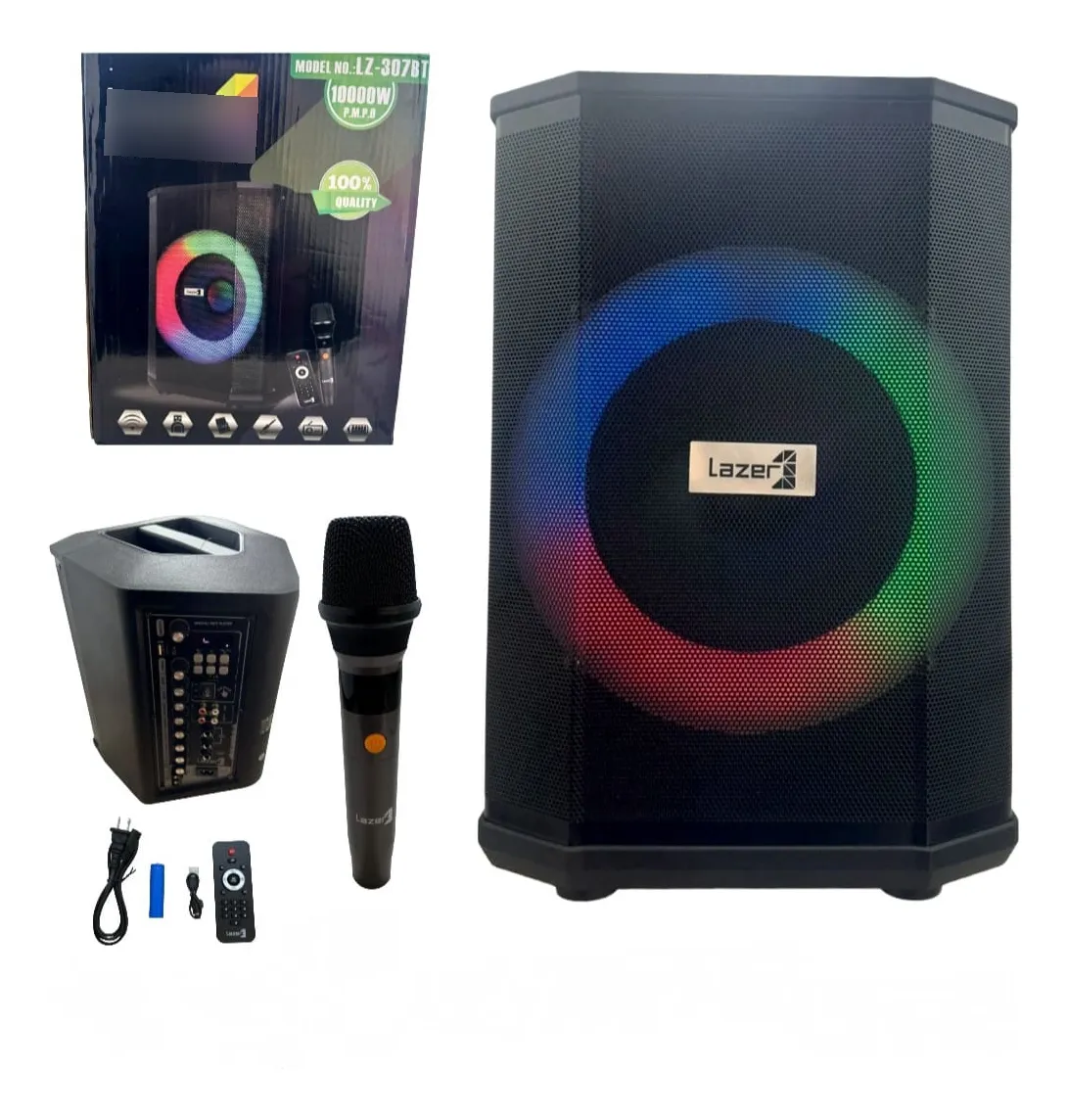 Parlante Cabina Lazer LZ-307BT Bluetooth - 10000W PMPO con Luces LED